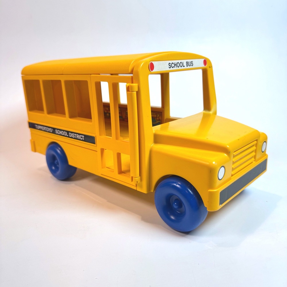Vintage Tuppertoys School Bus Yellow Plastic Classroom Playset 1987 Made in USA